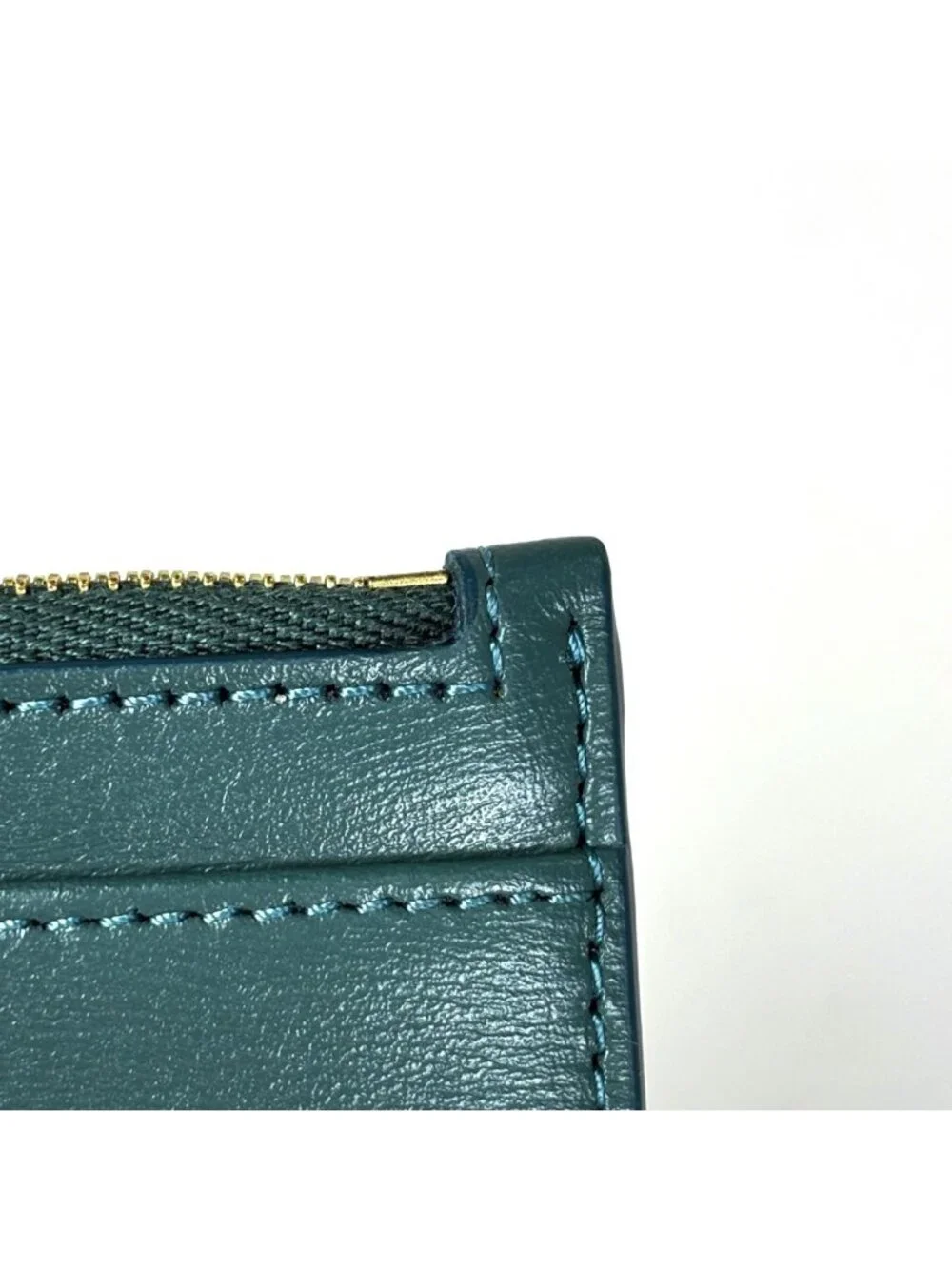 Celine Zip Card Holder Leather Green
